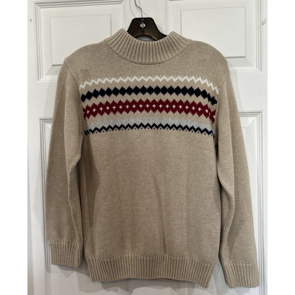 Gymboree Nordic Style Knit Tan Pullover Cotton Sweater Boys L 10-12